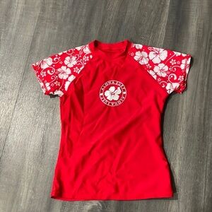 Sunspecs Aloha Surf Red Floral Short Sleeve Rashgaurd youth XL